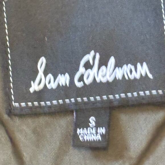 Sam Edelman Green Brown Military Jacket Cotton Wool Velour Sz S - Picture 9 of 10